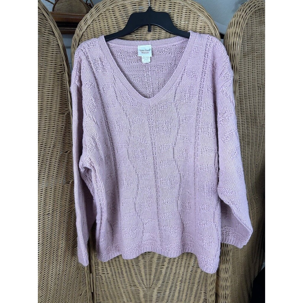 Vintage Women's Sweater Pink Bobbie Brooks 1980 V Neck